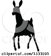 Clipart Of A Black Silhouetted Deer Doe Royalty Free Vector Illustration