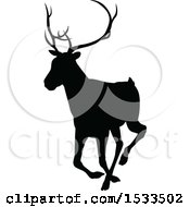 Poster, Art Print Of Black Silhouetted Deer Stag Buck