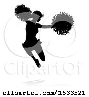 Poster, Art Print Of Silhouetted Cheerleader Jumping With A Reflection Or Shadow