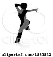 Poster, Art Print Of Silhouetted Female Dancer In Action With A Reflection Or Shadow