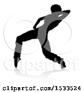 Clipart Of A Silhouetted Female Dancer In Action With A Reflection Or Shadow Royalty Free Vector Illustration