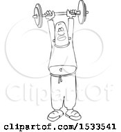Lineart Black Man Working Out With A Barbell