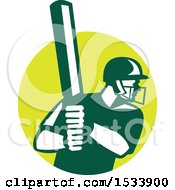 Poster, Art Print Of Retro Cricket Batsman In A Circle