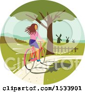 Poster, Art Print Of Girl Looking Back While Riding A Bike On A Path