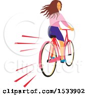Poster, Art Print Of Girl Looking Back While Riding A Bicycle
