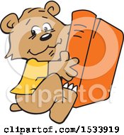 Cute Bear Cub Hugging A Book