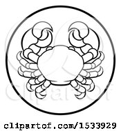 Poster, Art Print Of Black And White Zodiac Horoscope Astrology Cancer Crab Circle Design
