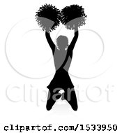 Poster, Art Print Of Silhouetted Cheerleader With A Reflection Or Shadow On A White Background
