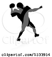 Poster, Art Print Of Silhouetted Football Player With A Reflection Or Shadow On A White Background