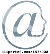Clipart Of A Gradient Profiled Face In An Email Arobase At Symbol Royalty Free Vector Illustration