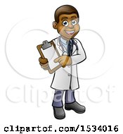 Clipart Of A Full Length Friendly Black Male Doctor Holding A Clipboard Royalty Free Vector Illustration