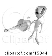 Chrome Alien Preparing To Kill With A Powerful Lasergun During An Alien Invasion Clipart Illustration Image