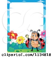 Clipart Of A Border Of A Waving Ladybug Royalty Free Vector Illustration