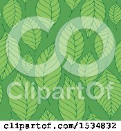 Clipart Of A Green Seamless Leaf Pattern Background Royalty Free Vector Illustration