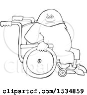 Poster, Art Print Of Cartoon Lineart Black Man In A Wheelchair