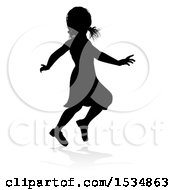Poster, Art Print Of Silhouetted Girl Playing With A Reflection Or Shadow On A White Background