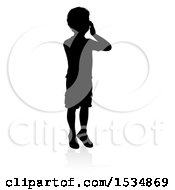 Poster, Art Print Of Silhouetted Boy Hollering With A Reflection Or Shadow On A White Background