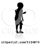 Poster, Art Print Of Silhouetted Boy With A Reflection Or Shadow On A White Background