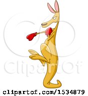 Clipart Of A Cartoon Rabbit Boxer Punching Royalty Free Vector Illustration