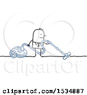 Clipart Of A Stick Business Man Or Sales Guy Using A Vacuum Royalty Free Vector Illustration by NL shop