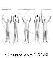 Group Of 5 Golden People Holding Up Blank Boxes And Dots For A Domain Name To Be Entered Clipart Illustration Image