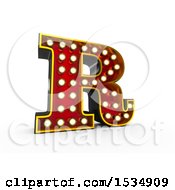 Poster, Art Print Of 3d Illuminated Theater Styled Vintage Letter R On A White Background