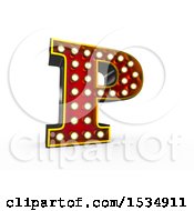 Poster, Art Print Of 3d Illuminated Theater Styled Vintage Letter P On A White Background