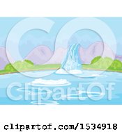 Landscape Background Of A Waterfall And Lake
