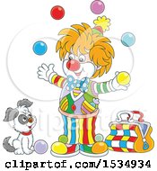 Poster, Art Print Of Dog Watching A Party Clown Juggle