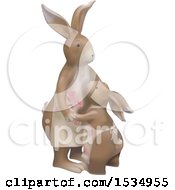Clipart Of A Mother Bunny Rabbit And Child Wearing Aprons Royalty Free Vector Illustration by dero