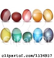 Poster, Art Print Of 3d Easter Eggs With Shadows On A White Background