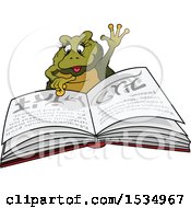 Poster, Art Print Of Female Frog Reading A Spell Book