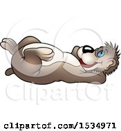 Clipart Of A Happy Bear Laying On His Back Royalty Free Vector Illustration by dero