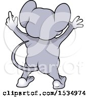 Clipart Of A Rear View Of A Cheering Mouse Royalty Free Vector Illustration