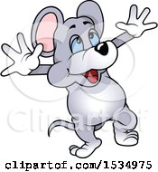 Clipart Of A Cheering Mouse Royalty Free Vector Illustration
