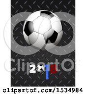 Poster, Art Print Of 3d Soccer Ball On Diamond Plate Metal With 2018