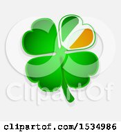 Poster, Art Print Of St Patricks Day Four Leaf Shamrock Clover With An Irish Flag Themed Petal Over A Shaded Background