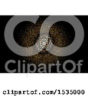 Clipart Of A Background Of Gold Glitter On Black Royalty Free Vector Illustration
