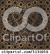 Clipart Of A Background Of Gold Pattern On Black Royalty Free Vector Illustration