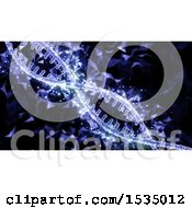 Clipart Of A 3d Purple Dna Strand Background Royalty Free Illustration