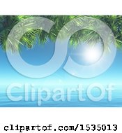 Poster, Art Print Of 3d Ocean Landscape With Palm Branches