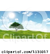 Poster, Art Print Of 3d Tree In A Sunny Landscape