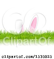 Clipart Of Bunny Ears In Grass Royalty Free Vector Illustration by KJ Pargeter