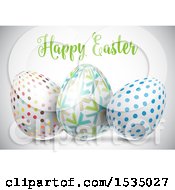 Poster, Art Print Of Happy Easter Greeting Over 3d Easter Eggs