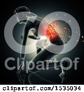 Clipart Of A 3d Xray Woman With A Visible Spine And Shatters Royalty Free Illustration