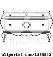 Clipart Of A Black And White Box Or Table With Cabriole Legs Royalty Free Vector Illustration by Lal Perera