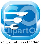 Poster, Art Print Of Blue Icon With A Spoon And Fork