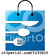 Poster, Art Print Of Blue Shopping Bag With Silverware