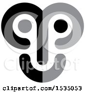 Clipart Of A Black And Gray Abstract Face Royalty Free Vector Illustration