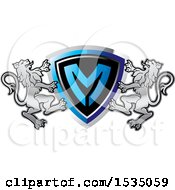 Clipart Of A Lion Crest And Letter M Shield Royalty Free Vector Illustration